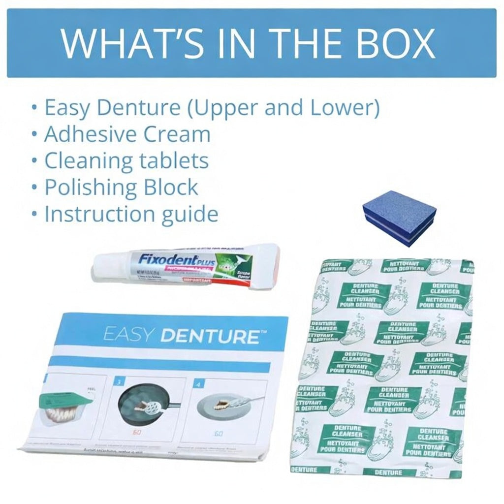 Easy Denture Set, Comfortable Smile Makeover - Made and Shipped from the USAš